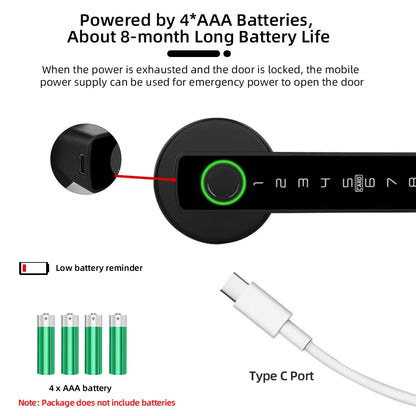 Smart dørlås fingeraftryk Bluetooth Tuya digital elektronisk lås smart hjem 2025 nøglefri multiadgang