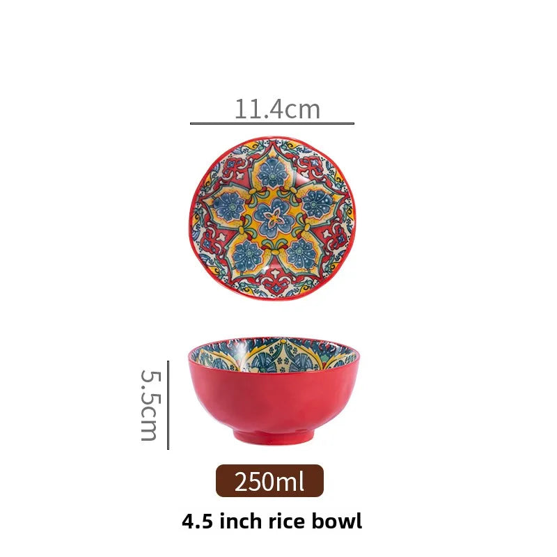 Boheme keramisk riskål retro nudelskål køkkengave