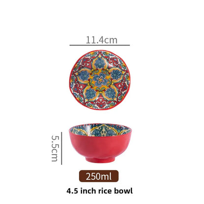 Boheme keramisk riskål retro nudelskål køkkengave