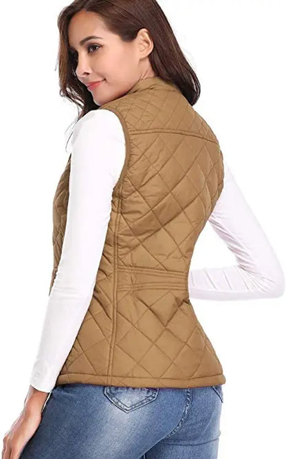 Lightweight Women Quilted Vest - Stand Collar Cotton Winter