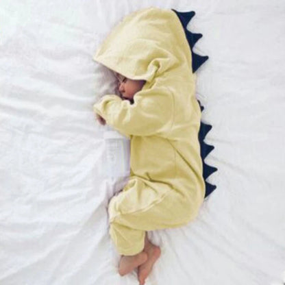 Newborn Baby Dinosaur Hooded Romper Jumpsuit Autumn Winter Clothes for Boys and Girls