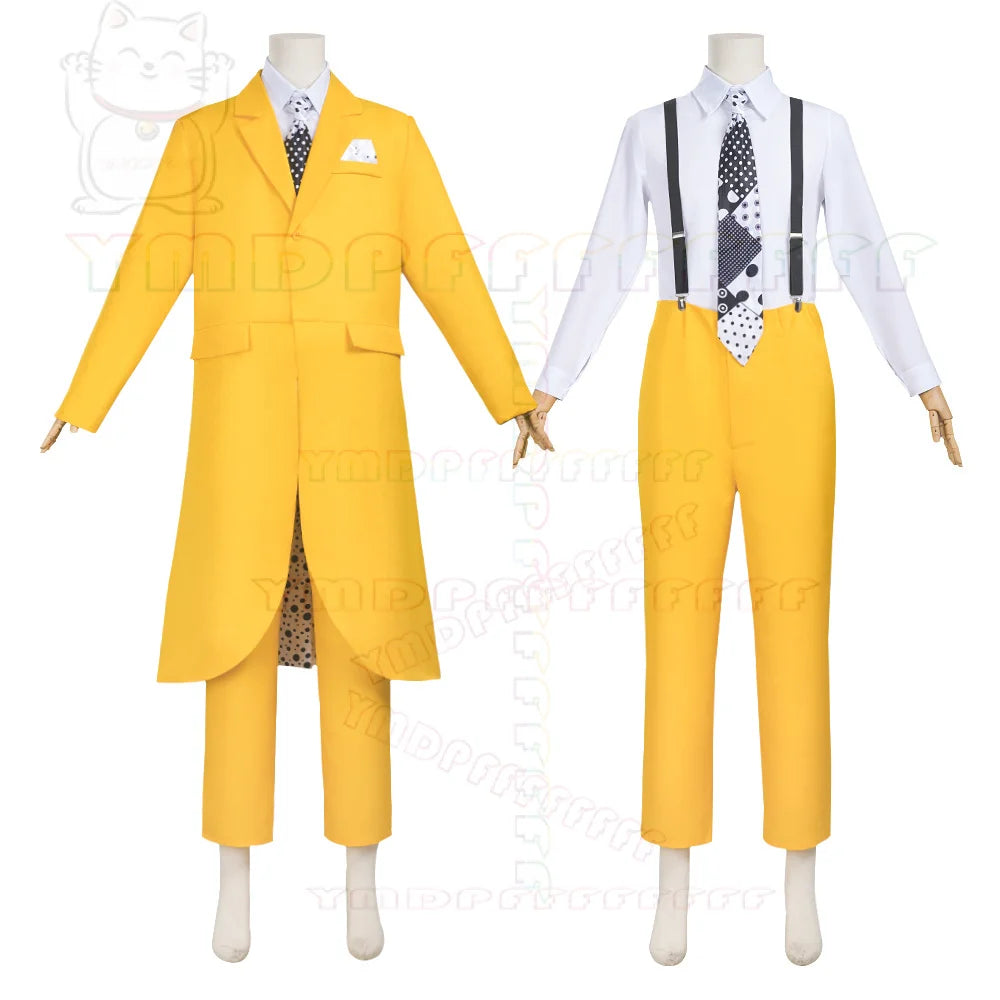 Jim Carrey The Mask-cosplaykostuum met groen gezicht en geel pak, anime-set voor volwassenen, Halloween 2026