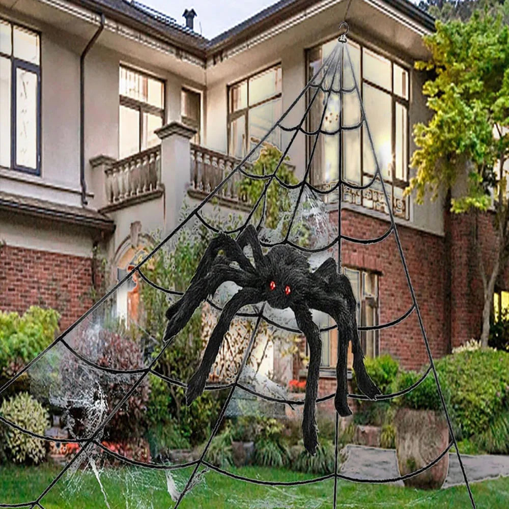 Halloween Spider Web Triangle Lawn Decor 2025 Haunted Prop