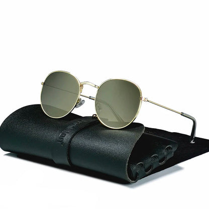 Round Retro Sunglasses for Men/Women Luxury UV400 Metal Vintage Eyewear No Leather Case