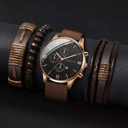 Quartz Watch And Bracelet Set Nylon Band Casual Gift