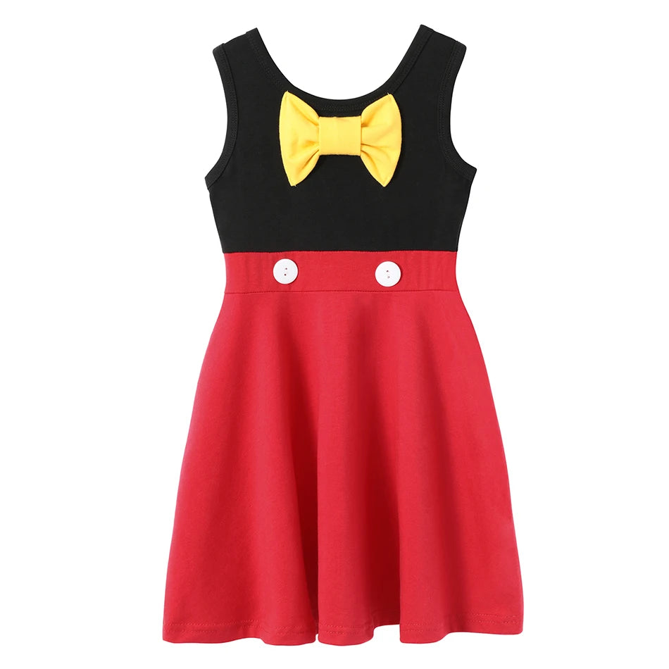 Breathable girls' dress - lace-up sling, sleeveless, flowy, polyester, for summer