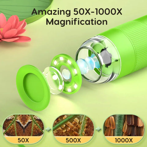 Handheld Digital Microscope for Kids - 1000x Magnification, 2" IPS Screen, Coin Collector Tool