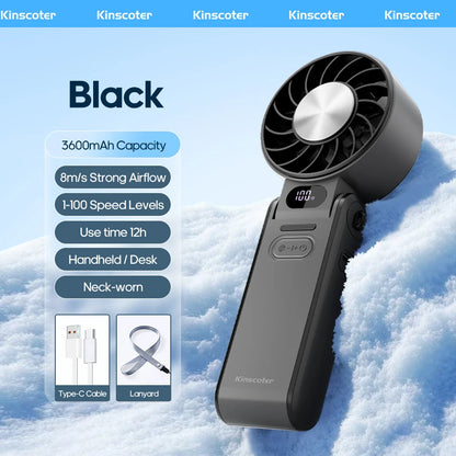 Handheld Fan Foldable Outdoor Cooling 3600mAh Battery 100 Level Turbo Summer 2026