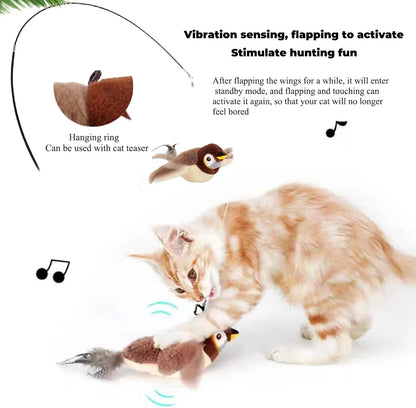 Interactive Cat Toys - Rechargeable Chirping Bird with Catnip for Indoor Cats