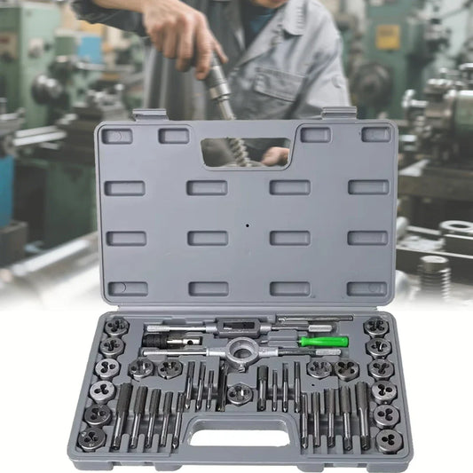 Set maschi e filiere in acciaio inox kit di filettatura manuale 40 pezzi autunno 2025 custodia resistente per conservazione