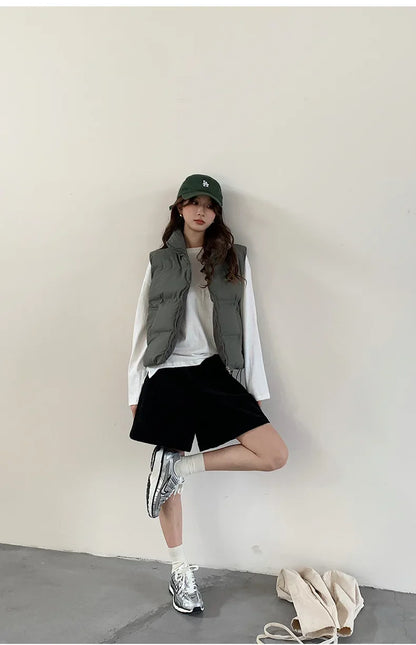 Lightweight Women's Down Vest - Cropped Boxy, Duck Fill