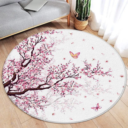 Koi Fish Round Rug Japanese Water Ink Floor Decor Serene