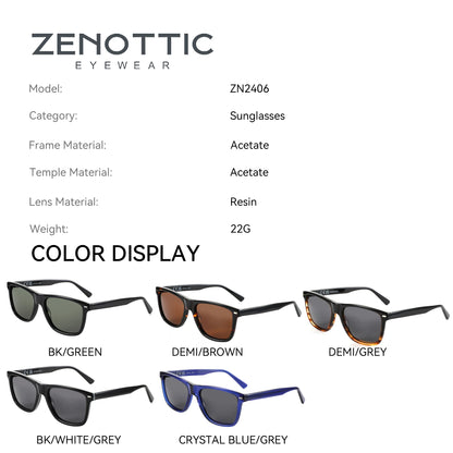 Polarized Sunglasses Square Acetate Frames UV400 Protection Unisex Classic Design