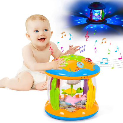 Giocattolo per il Tummy Time 4 in 1 per Bambini - Regalo Musicale Sensoriale di Animali Marini per l'Apprendimento Precoce