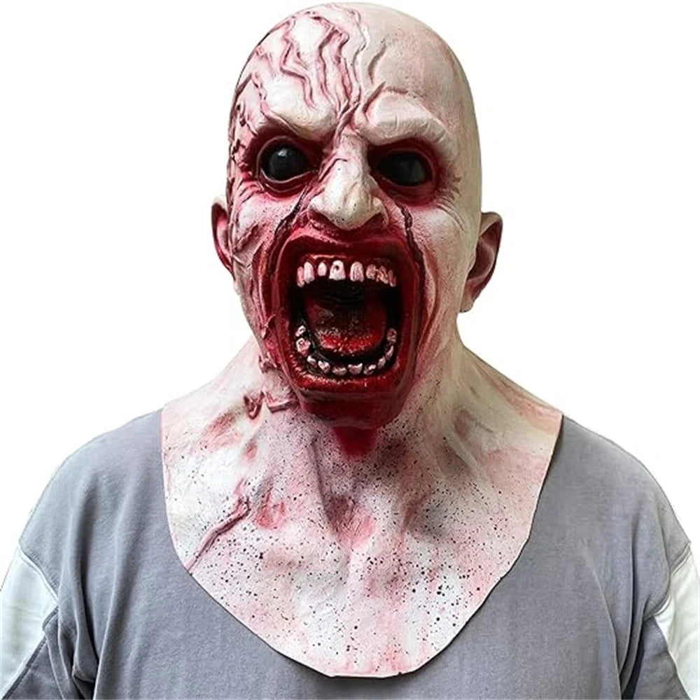 Griezelig latex zombiemasker dat het hele gezicht bedekt, horrormasker voor volwassenen, cosplayrekwisiet voor Halloweenfeesten, geïnfecteerd kostuum 2026