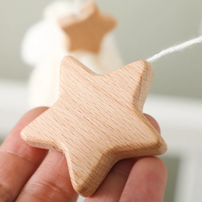 Wooden Felt Animal Crib Mobile With Soothing Calming Music