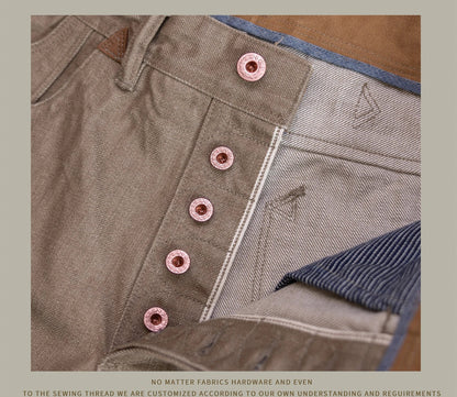 Holdbare avslappede rette jeans for menn - løse selvedge casual