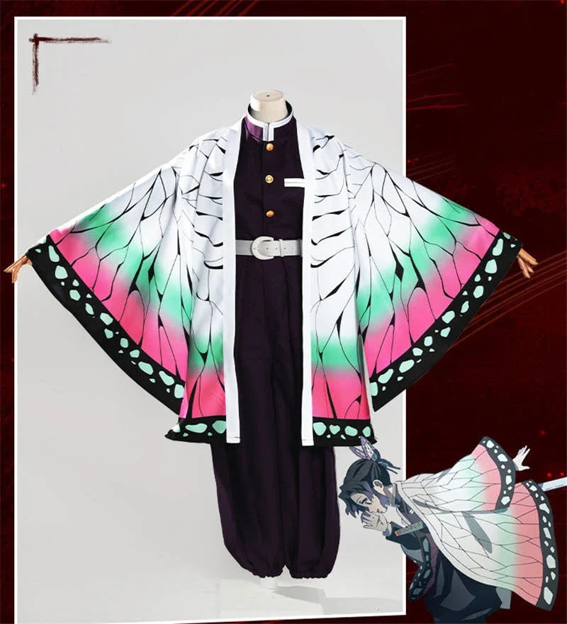 Demon Slayer Kochou Shinobu Kimono Cosplay Costume Set with Wig for Kids Adults Halloween 2026