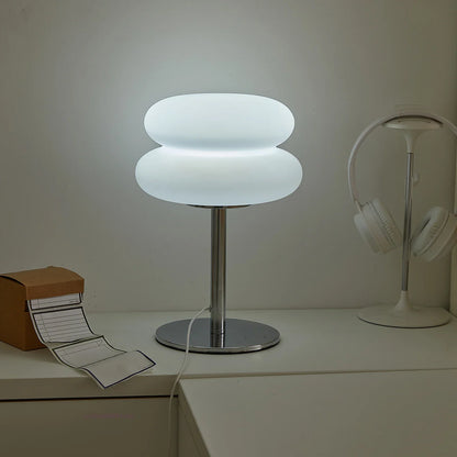 Lampada da tavolo crema paralume in plastica lampada da comodino a fungo autunno 2025 dimmerazione tricolore USB LED inclusi atmosfera accogliente