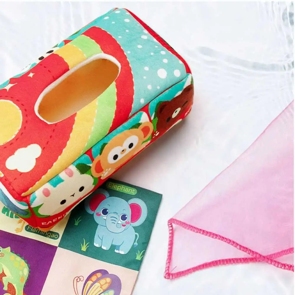 Juguete de caja de pañuelos de tela Montessori Juguetes sensoriales para recién nacidos