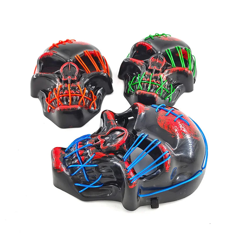 LED Glowing Skull Mask Full Face Halloween 2025 Cosplay