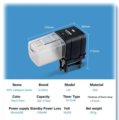 WiFi fiskefoder 2L beholder automatisk akvariefoder smart hjem 2025 app og stemmestyring planlagt fodring