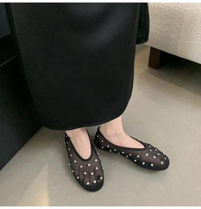 Breathable Women Ballet Flats - Mesh Crystal, Casual Walking