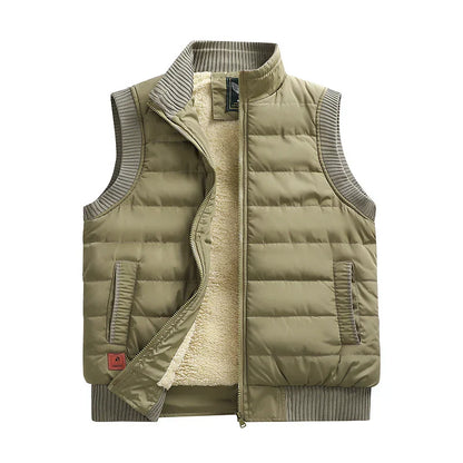 Warm Men's Puffer Vest - Quilted Slim, Lamb Velvet, Winter