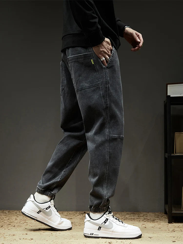 Lightweight Men’s Jogger Jeans - Baggy Tapered Cotton Blend