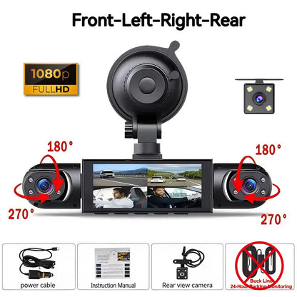 Dash Cam 4 Channel Car DVR – Front/Rear/Inside Cameras, Full HD 1080p Night Vision, Loop Recording Fall 2026
