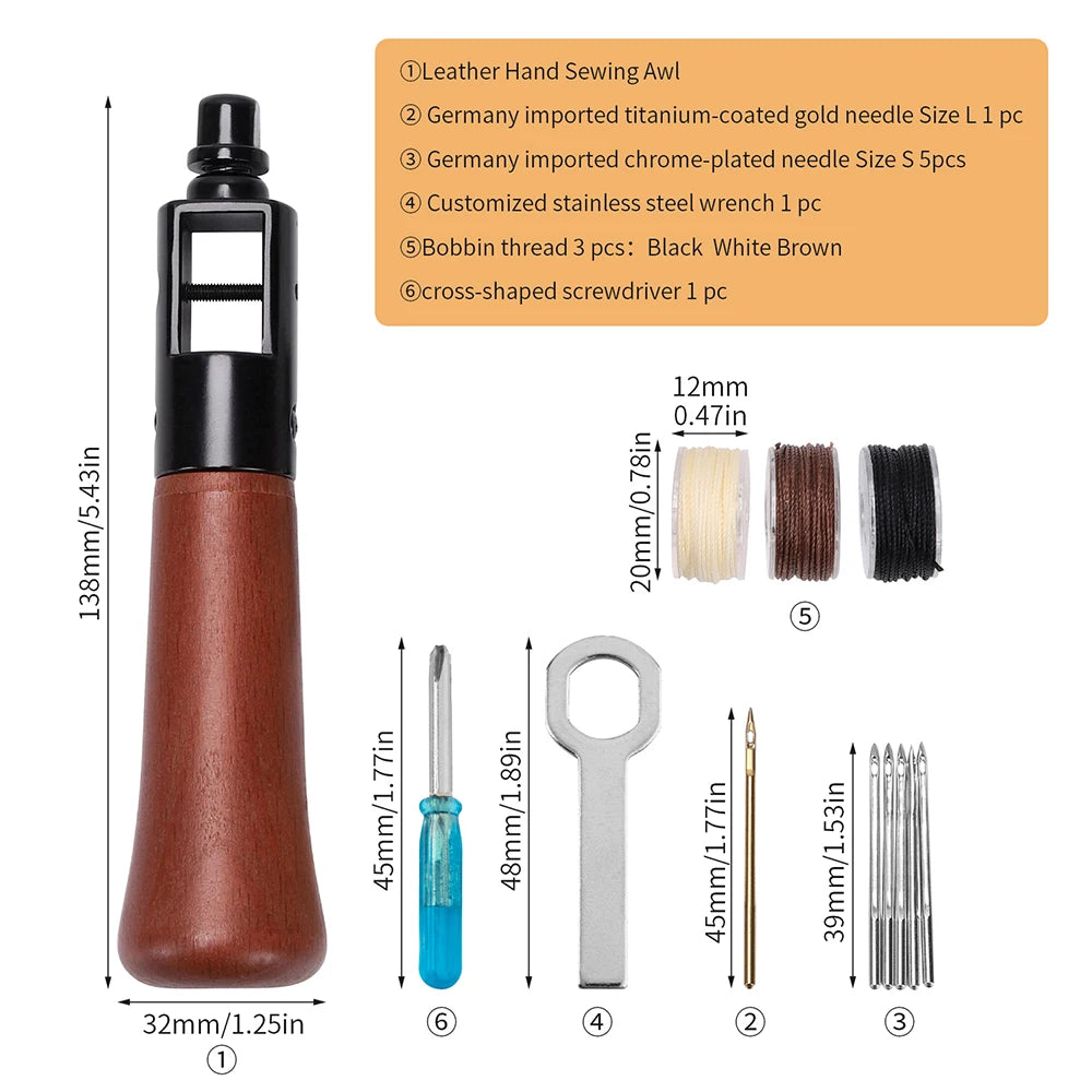 Kit de couture en cuir – ensemble d'outils premium pour couture à la main pour artisanat cuir et réparation de toile, cadeau automne 2026