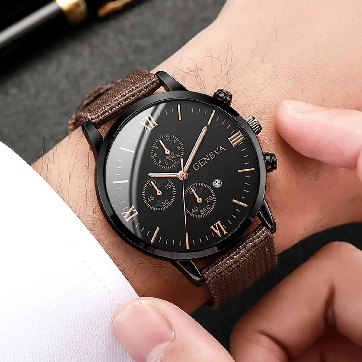 Quartz Watch And Bracelet Set Nylon Band Casual Gift