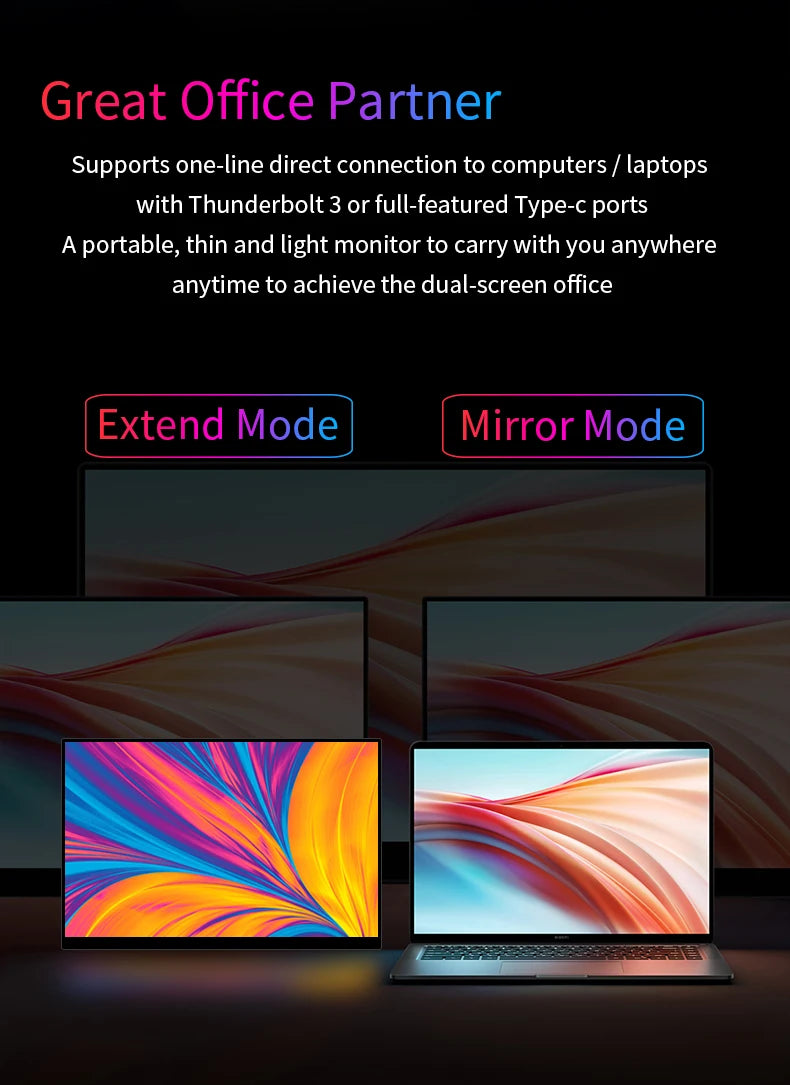 OLED 13.3 bærbar skjerm metallramme reiseskjerm