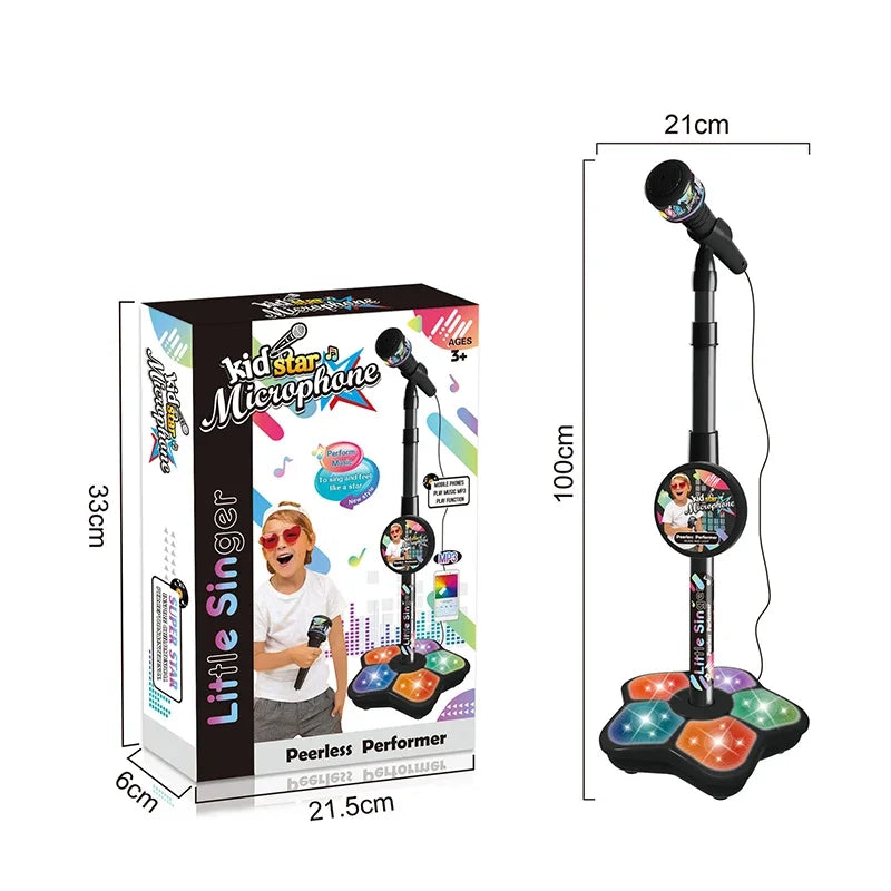 Adjustable Kids Karaoke Microphone with Stand - Fun Music Toy for Boys and Girls, Educational Birthday Gift, MP3 Compatible