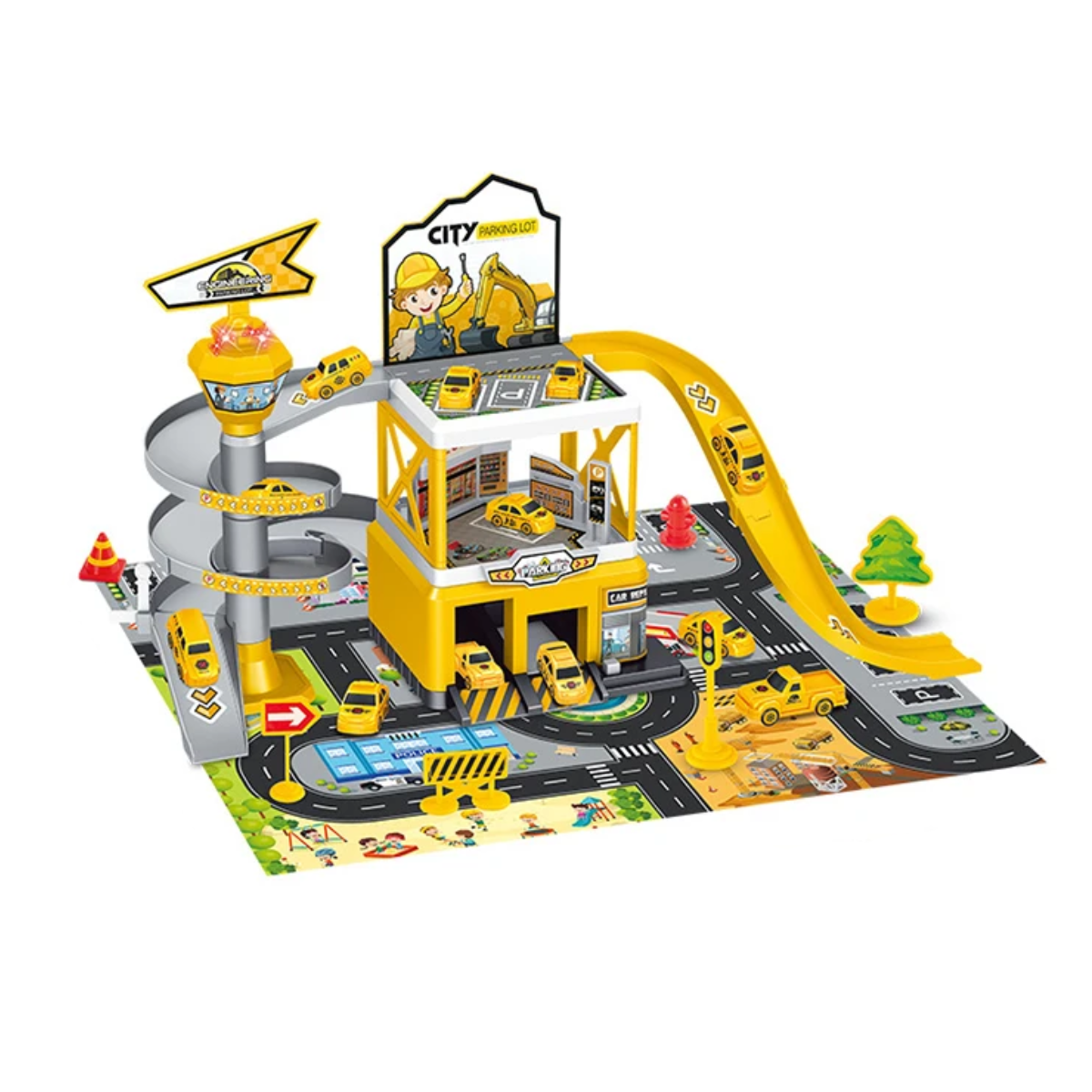 Multi-Storey Garage Racing Track with Cars - Interactive Parking Toy f ...