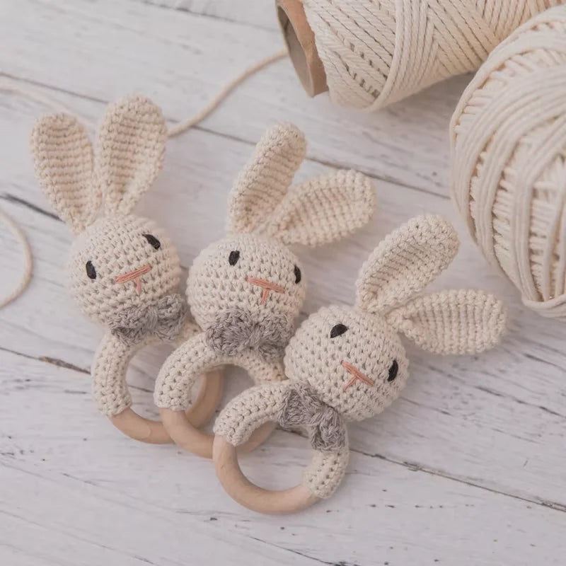 Baby Crochet Rattle Bunny Teether Newborn Sensory Toys