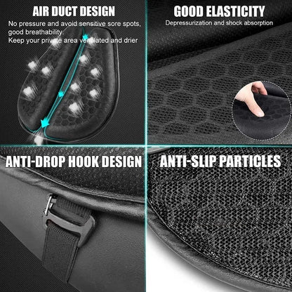 Motorcycle Gel Seat Cushion 3D Honeycomb Pressure Relief Anti-Slip Pad Long Ride Comfort