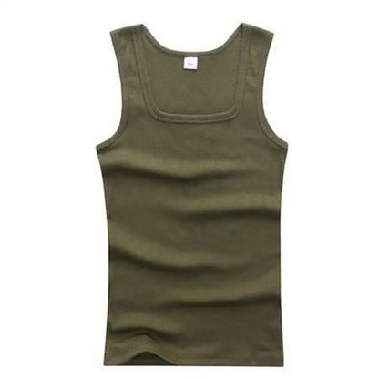 Breathable men's cotton tank top – slash neck, casual fit, solid, summer knit vest