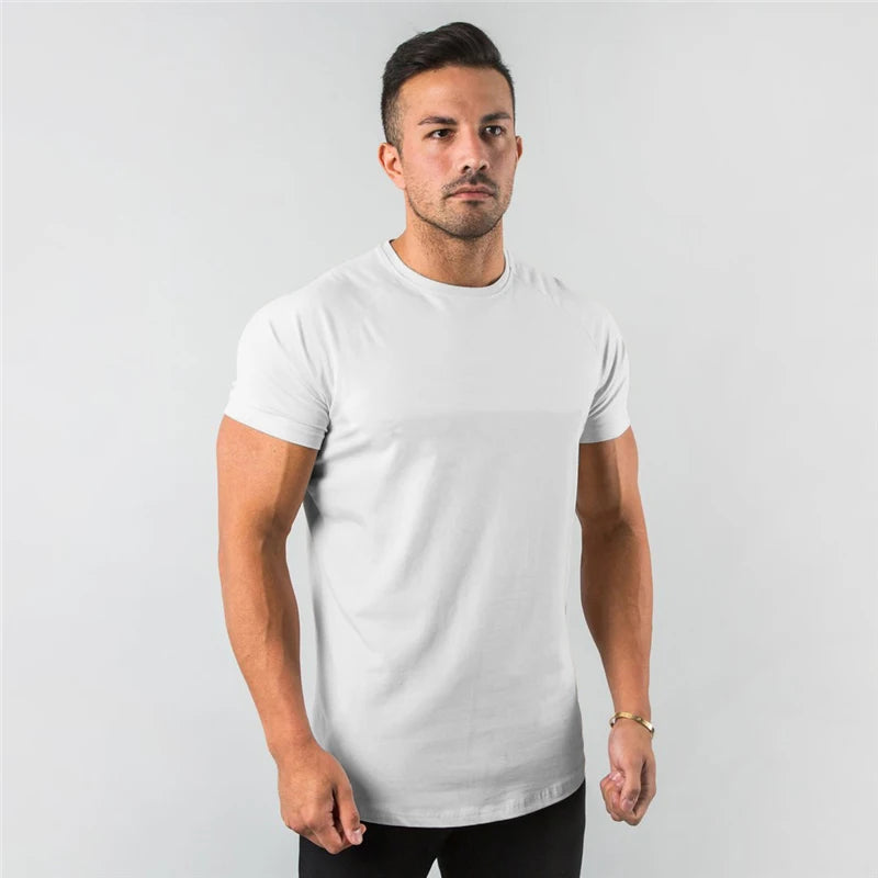 Breathable slim fit men's gym t-shirt – short sleeve, cotton blend, for workout & casual wear