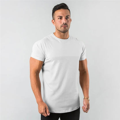 Breathable slim fit men's gym t-shirt – short sleeve, cotton blend, for workout & casual wear