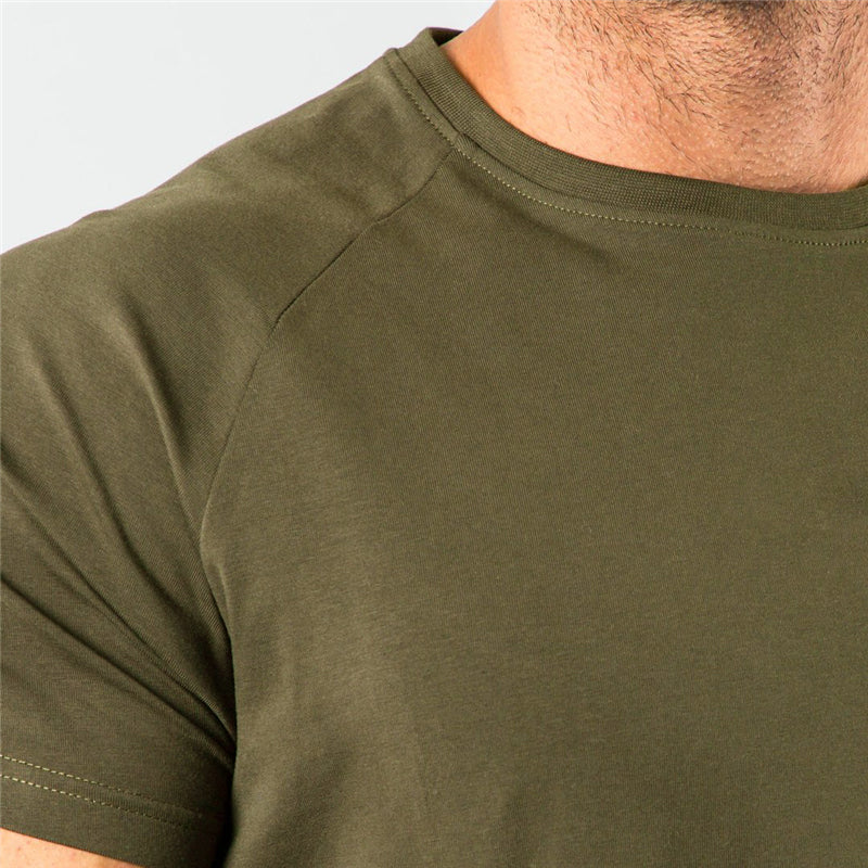 Breathable slim fit men's gym t-shirt – short sleeve, cotton blend, for workout & casual wear