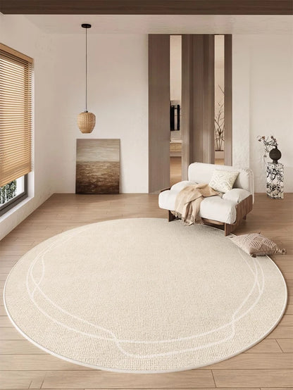 Round Rug Cream Wabi Sabi Luxury Non Slip Waterproof
