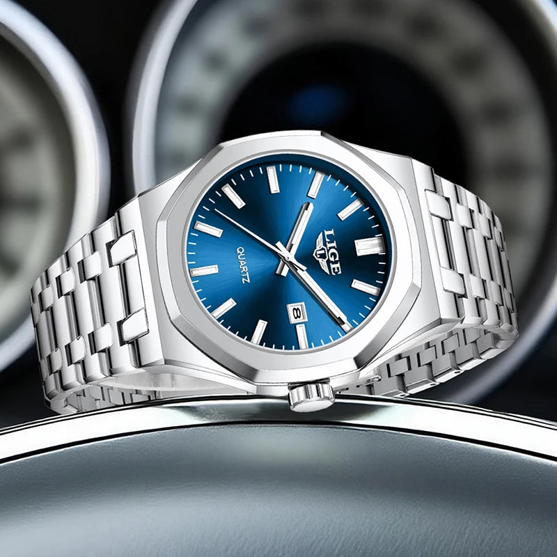 Quartz Watch Stainless Steel Waterproof Luminous Wristwatch