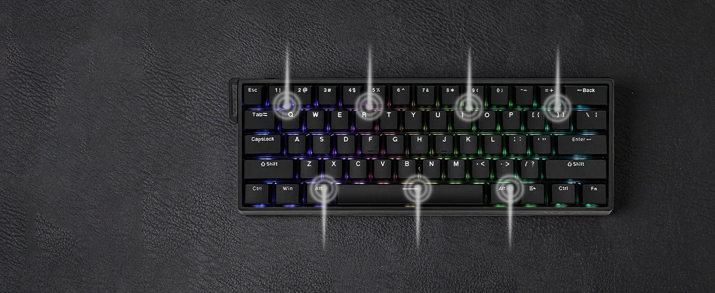 Teclado mecánico intercambiable en caliente del 60 por ciento aluminio RGB Hall