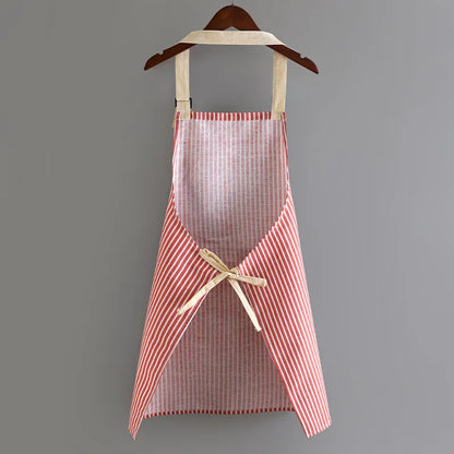 Kitchen Apron Cotton Linen Japanese Striped Apron Fall 2025 Breathable Large Pocket Eco Friendly Cooking