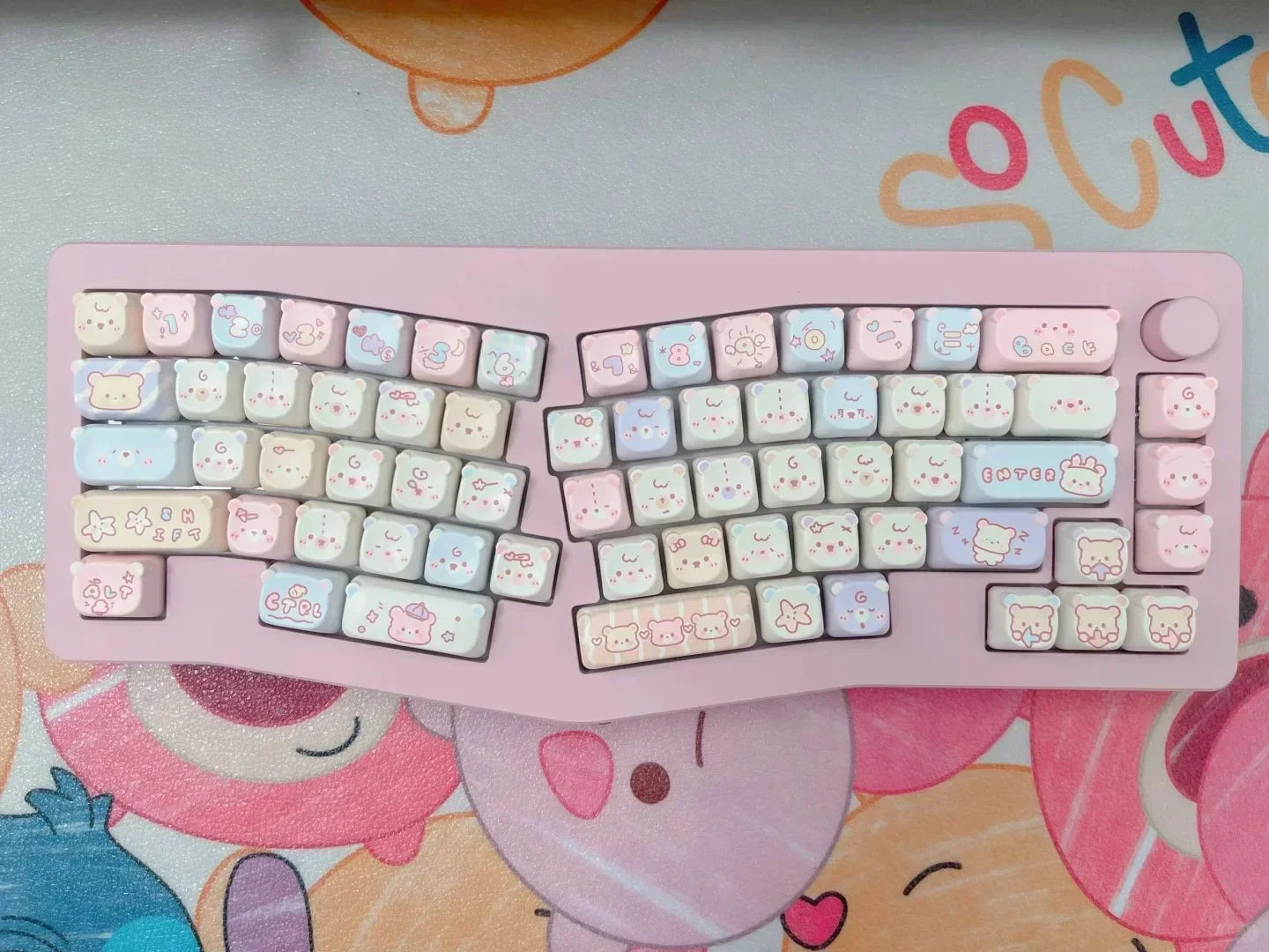 Keycaps PBT Kat Keycap Sæt Alice Layout 2.25U 2.75U Pastel Mekanisk Tastatur TikTok Viral Efterår 2025 Sød Skrivebords Gave