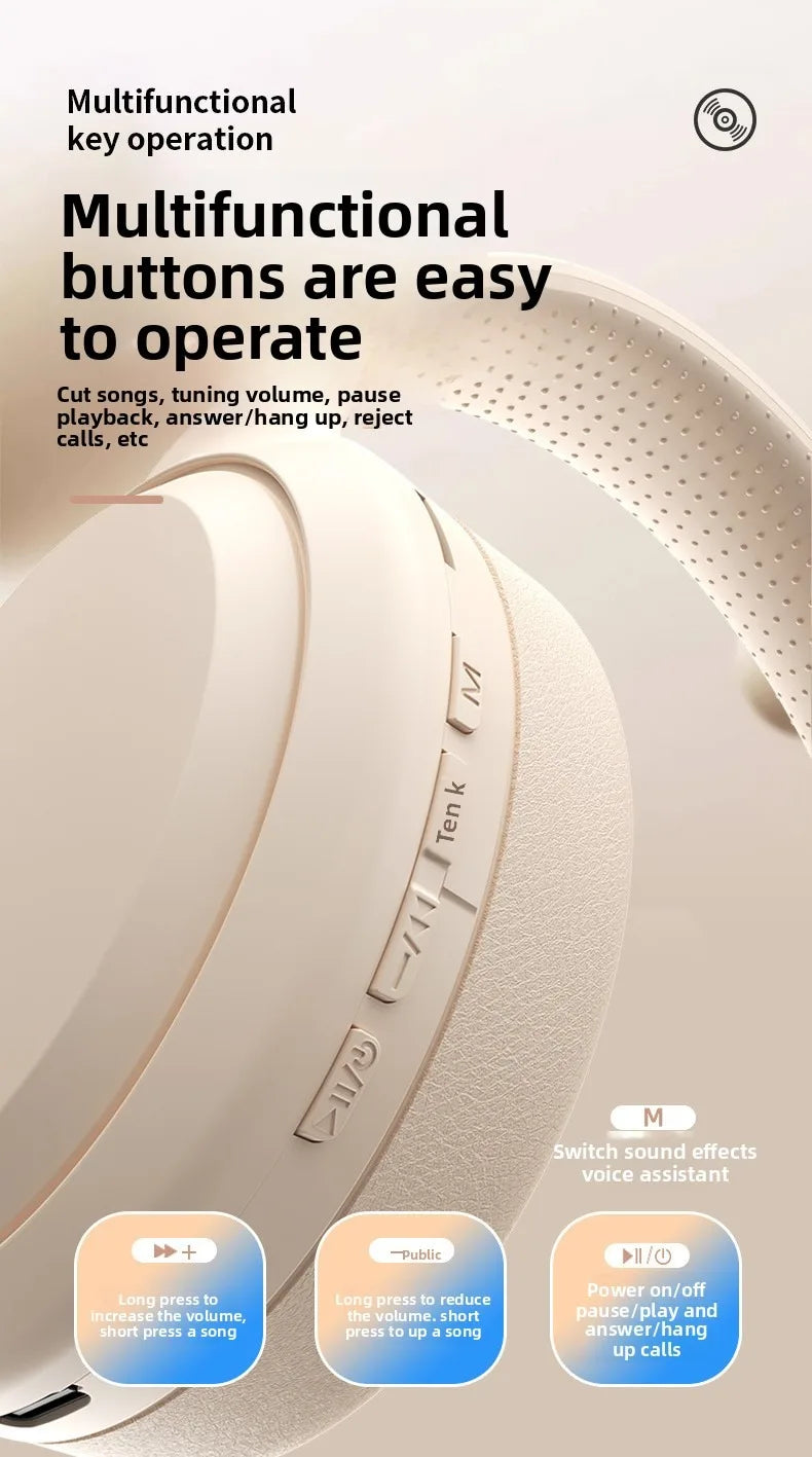 Wireless Bluetooth Headphones Over Ear Noise Cancelling