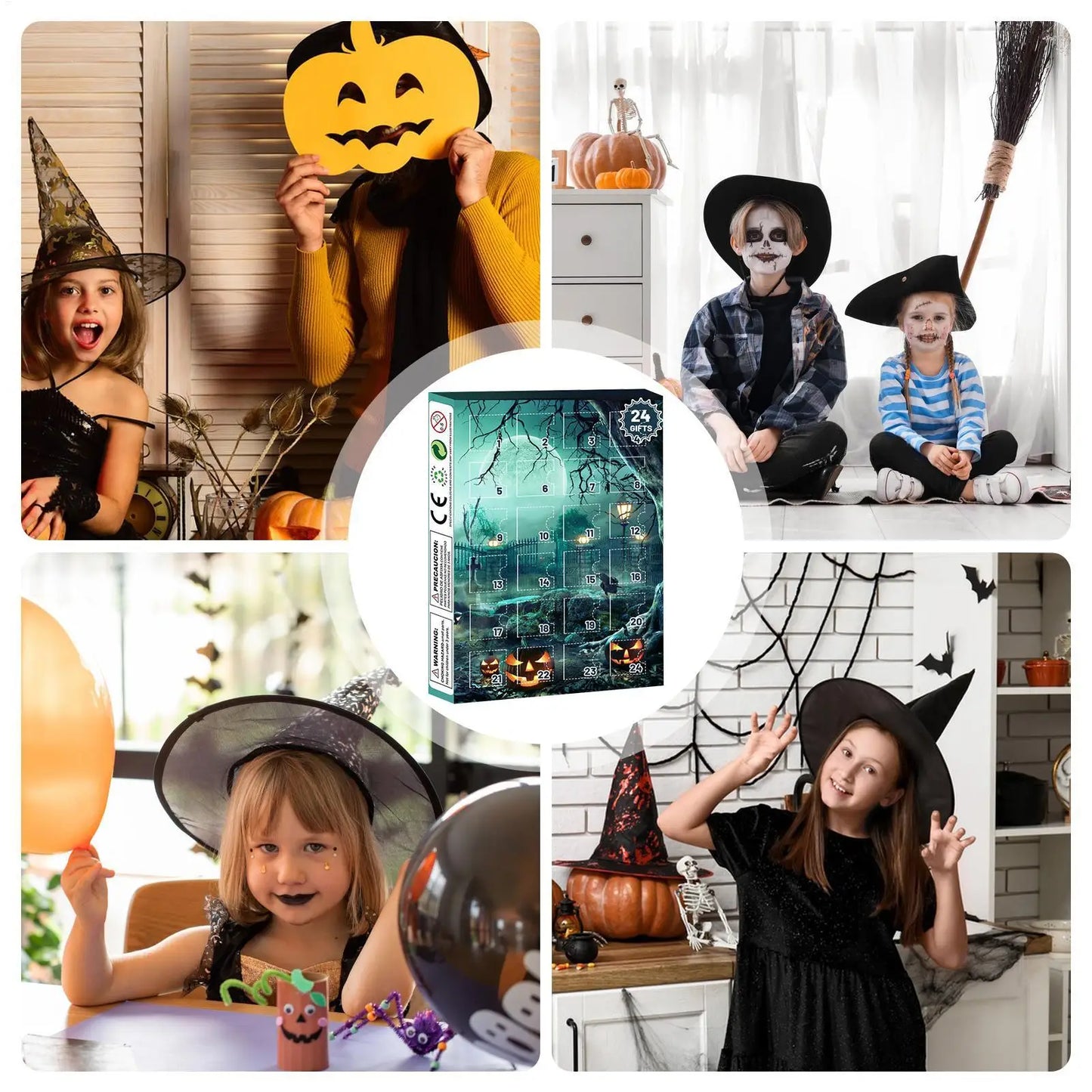 Calendario de Adviento de Halloween 24 Días Decoración de Mesa Coleccionable