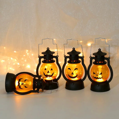 Halloween-LED-hanglamp in de vorm van een pompoen, spooklamp in retro-olielampstijl voor feest- en huisdecoratie, griezelig accessoire 2026