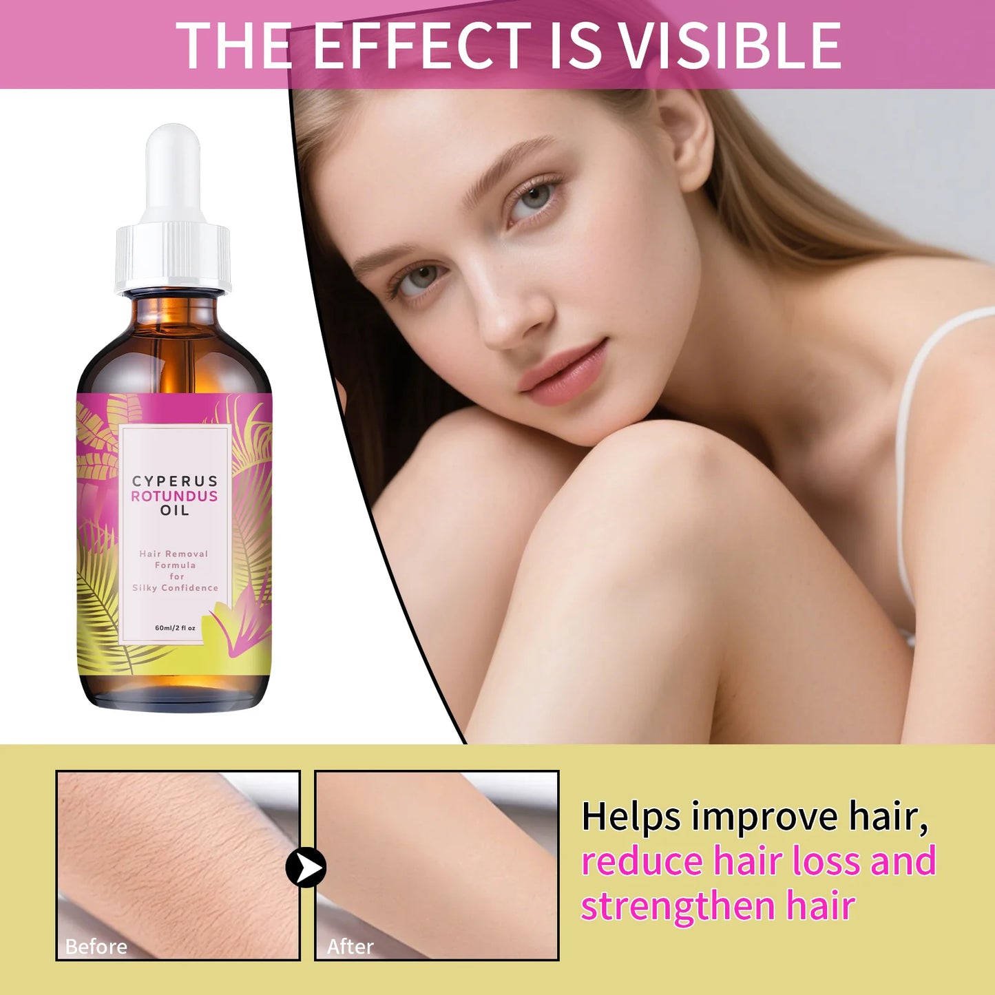 Hair Removal Oil 60ml Natural Jojoba Almond Oil For All Skin Types Long Lasting Smooth Skin TikTok Viral Fall 2026